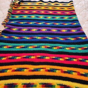 Bright Granny core Southwest look Lap Blanket Red, Yellow, Green, Blue, Purple,